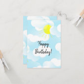 Sunny Blue Summer Sky mit Wolken Happy Birthday Karte (Vorderseite/Rückseite Beispiel)