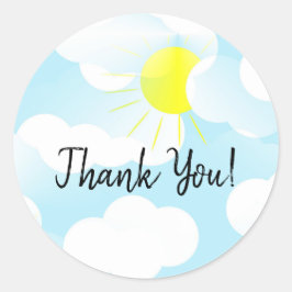 Sunny Blue Summer Sky mit Wolken Vielen Dank Runder Aufkleber