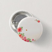 Sunny Blush Pink Blume Butterfly Aquarell Button (Vorne & Hinten)