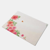 Sunny Blush Pink Blume Butterfly Aquarell Fußmatte (Schrägansicht)