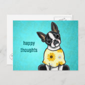Sunny Boston Terrier Custom Message Postkarte (Vorne/Hinten)