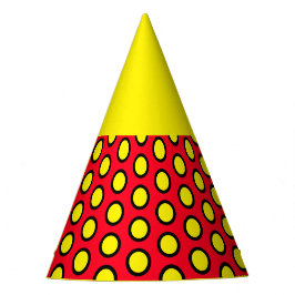 Sunny Bright 60er Lemon Yellow Tiled Bold Dots Partyhütchen