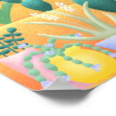 Sunny Cactus Garden Wüste Landschaft Illustration Poster (Ecke)