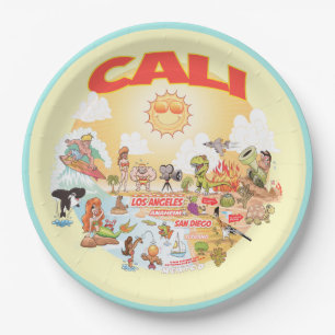 Sunny CALI California Beach Plate Pappteller