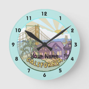 Sunny California Clock Runde Wanduhr