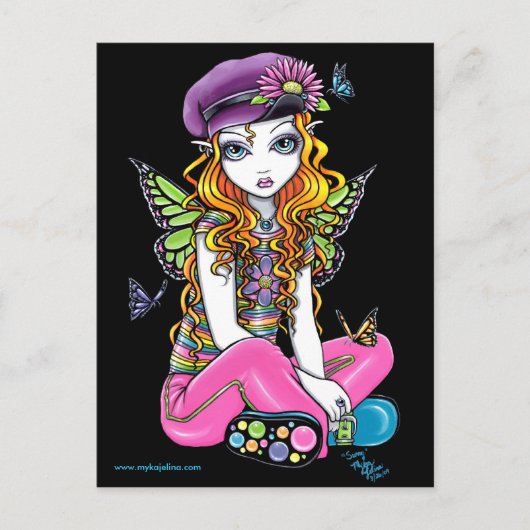 "Sunny" Candid Butterfly Rainbow Fairy Postcard Postkarte (Vorderseite)