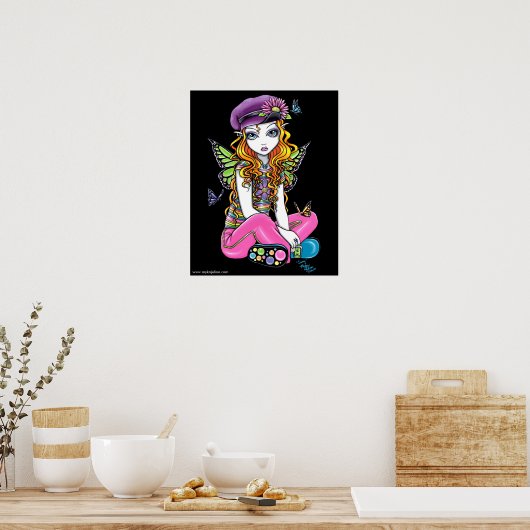 "Sunny" Candid Butterfly Rainbow Feed Posters Poster (Küche)