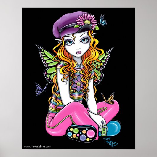 "Sunny" Candid Butterfly Rainbow Feed Posters Poster (Vorne)
