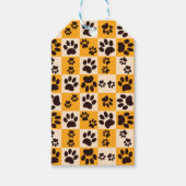 Sunny Cat Paw Print Checkerboard Geschenkanhänger (Vorderseite)