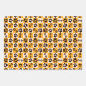 Sunny Cat Paw Print Checkerboard Geschenkpapier Set (Vorderseite 3)