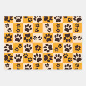 Sunny Cat Paw Print Checkerboard Geschenkpapier Set (Vorderseite 2)