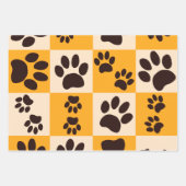 Sunny Cat Paw Print Checkerboard Geschenkpapier Set (Vorderseite)
