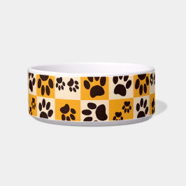 Sunny Cat Paw Print Checkerboard Napf