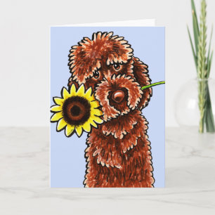 Sunny Chocolate Labradoodle Off-Leash Art™ Karte