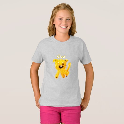Sunny Ciao Puppy – Fun Yellow Dog Kids' T-Shirt (Vorne ganz)