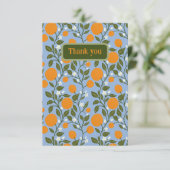 Sunny Citrus Orange Grove Muster Dankeskarte (Stehend Vorderseite)