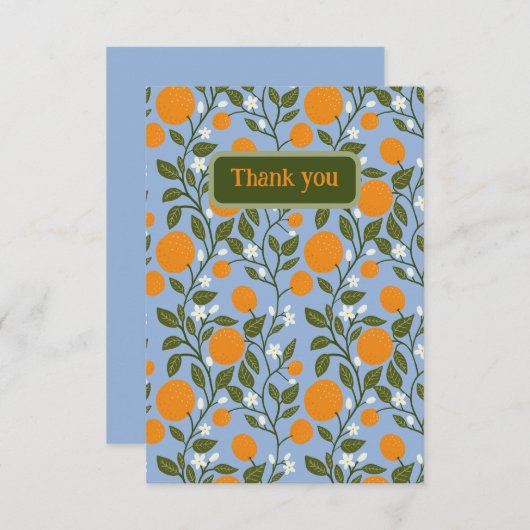 Sunny Citrus Orange Grove Muster Dankeskarte (Vorne/Hinten)