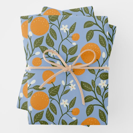 Sunny Citrus Orange Grove Muster Geschenkpapier Set (Beispiel)
