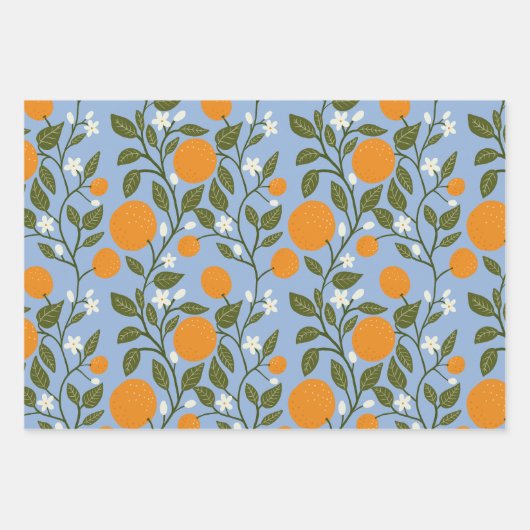 Sunny Citrus Orange Grove Muster Geschenkpapier Set (Vorderseite)