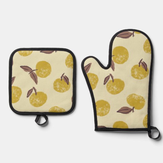 Sunny Clementine Bliss Ofenhandschuh & Topflappen-Set (Vorderseite)