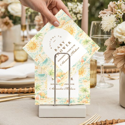 Sunny Coastal Beach Baby Shower Serviette
