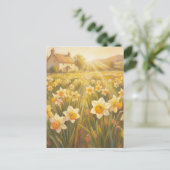 Sunny Daffodils - Pastel Painting Style Art Postkarte (Stehend Vorderseite)