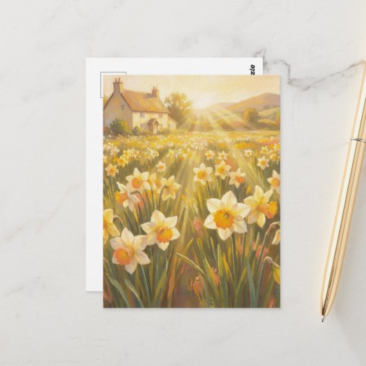 Sunny Daffodils - Pastel Painting Style Art Postkarte (Vorderseite/Rückseite Beispiel)