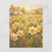 Sunny Daffodils - Pastel Painting Style Art Postkarte (Vorderseite)