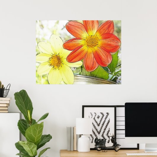 Sunny Dahlias Poster (Heimbüro)