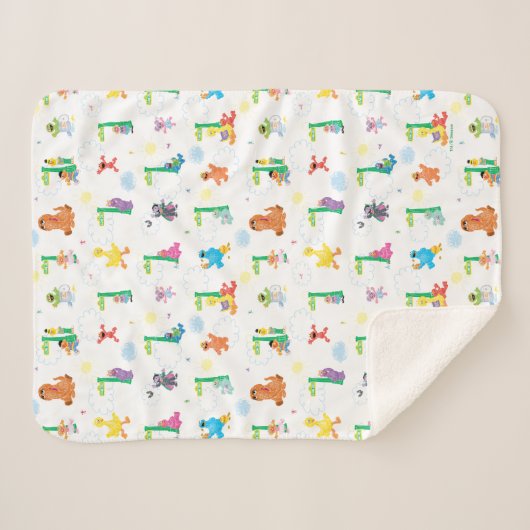 Sunny Day Sesame Street Pattern Sherpadecke (Vorderseite (Horizontal))