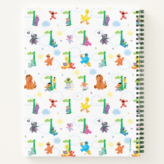 Sunny Day Sesamstraße Muster Zeichnend Notizblock (Rückseite)