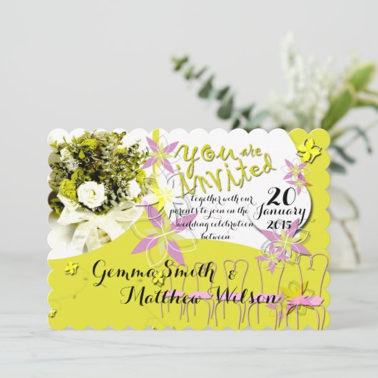 Sunny Days Wedding Einladung (Stehend Vorderseite)