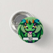 Sunny der freundliche Drache mit Custom Nametag Button (Vorne & Hinten)
