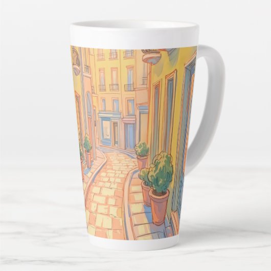 Sunny European Street Cosy Architecture Travel Art Milchtasse (Rechte Ecke)