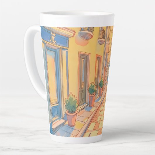 Sunny European Street Cosy Architecture Travel Art Milchtasse (Linke Ecke)