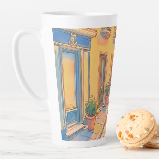 Sunny European Street Cosy Architecture Travel Art Milchtasse (Beispiel)