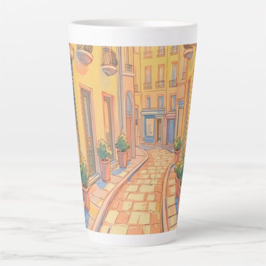 Sunny European Street Cosy Architecture Travel Art Milchtasse (Vorderseite)