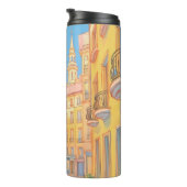 Sunny European Street Cosy Architecture Travel Art Thermosbecher (Nach rechts gedreht)