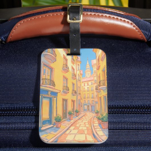 Sunny European Street Gepäcktag - Gemütliche Reise Gepäckanhänger (Vorderseite Insitu 2)