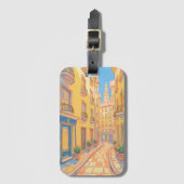 Sunny European Street Gepäcktag - Gemütliche Reise Gepäckanhänger (Vorderseite Vertikal)