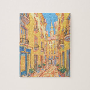 Sunny European Street Jigsaw Puzzle - Gemütliche K