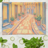 Sunny European Street Kitchen Towel - Cosy Travel Geschirrtuch (Gefaltet)