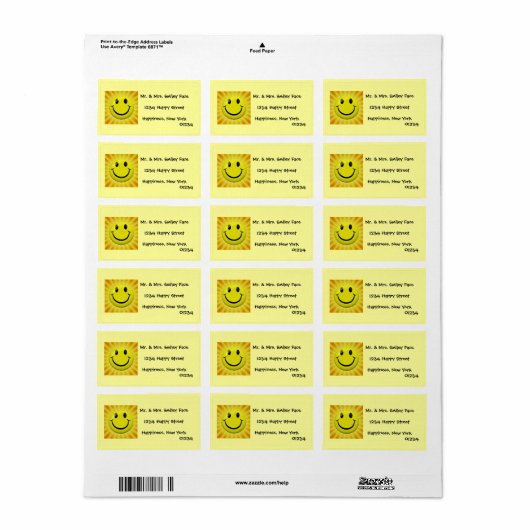 Sunny Face Labels Adressaufkleber (Vorne)