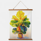 Sunny Fiddle Leaf Fig Tree Wandteppich Mit Holzrahmen (Vorderseite)