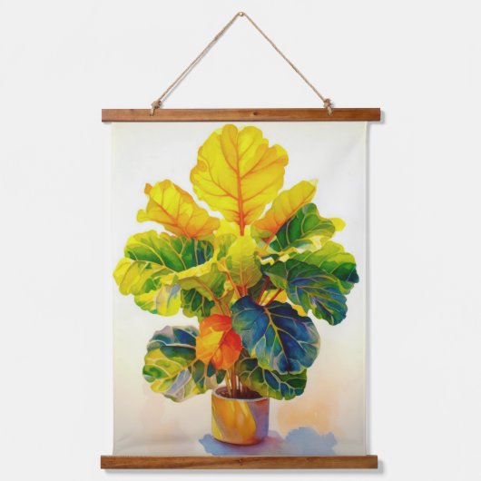 Sunny Fiddle Leaf Fig Tree Wandteppich Mit Holzrahmen (Vorderseite)