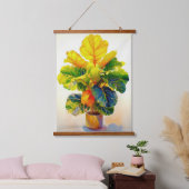 Sunny Fiddle Leaf Fig Tree Wandteppich Mit Holzrahmen (Schlafzimmer)