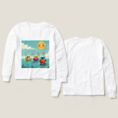 Sunny Fishing Boats – Kids’ Long Sleeve Tee (Design Vorderseite & Rückseite)