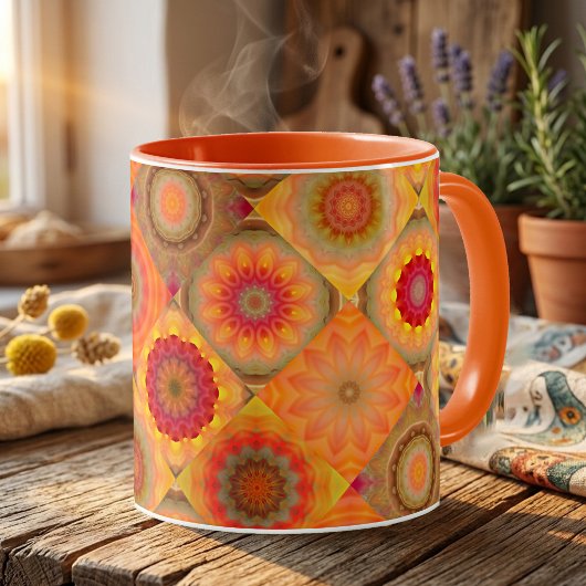 Sunny Floral Gemustert Design Tasse