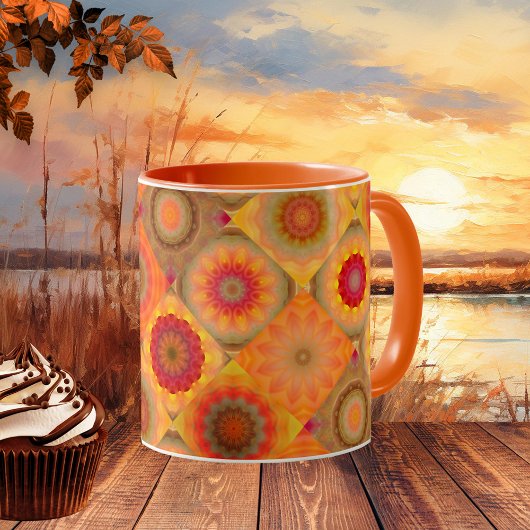Sunny Floral Gemustert Design Tasse