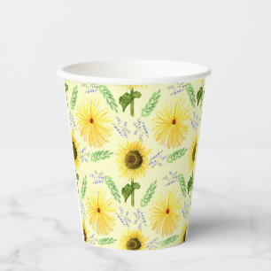 Sunny Floral Pattern Napkins Pappbecher